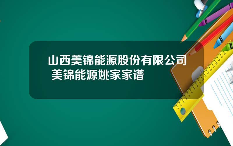 山西美锦能源股份有限公司 美锦能源姚家家谱